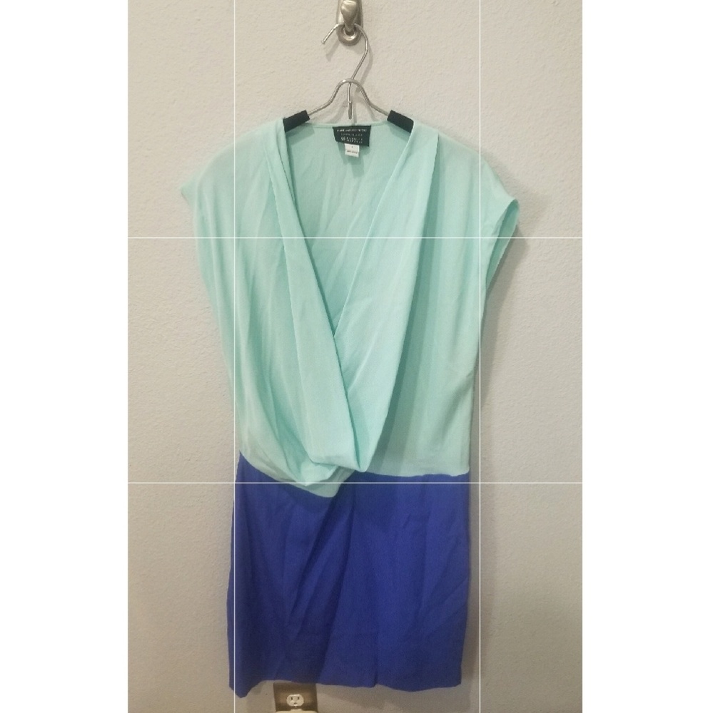 DVF Aqua Blue Colorblock Dress Sz 4